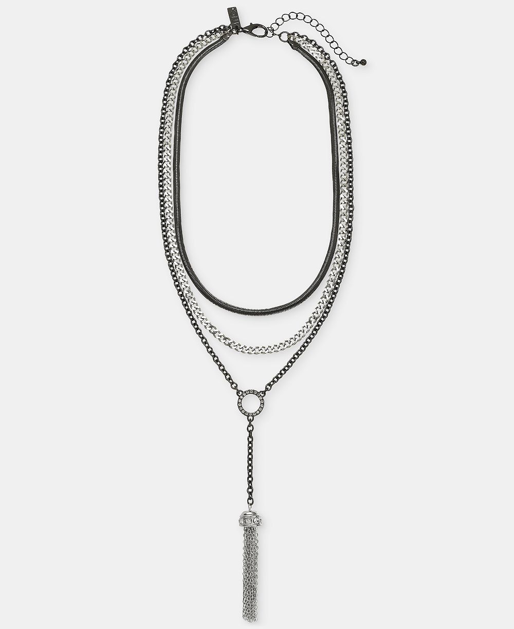 I.N.C. International Concepts Pavé Chain Tassel Layered Lariat Necklace, 16-1/2" + 3" extender, Macy's Exclusive