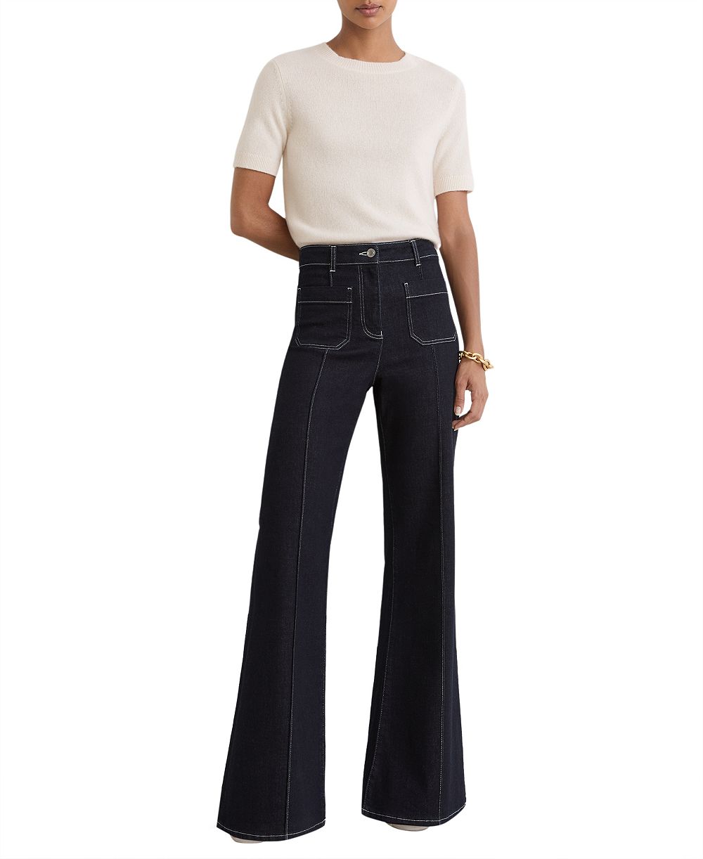 REISS женская кашемировая футболка с круглым вырезом и коротким рукавом Stevie