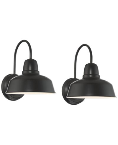 John Timberland Urban Barn Rustic Industrial Farmhouse Outdoor Wall Light Fixtures Set of 2  Metal Gooseneck Arms Downlight 13 inches  Post