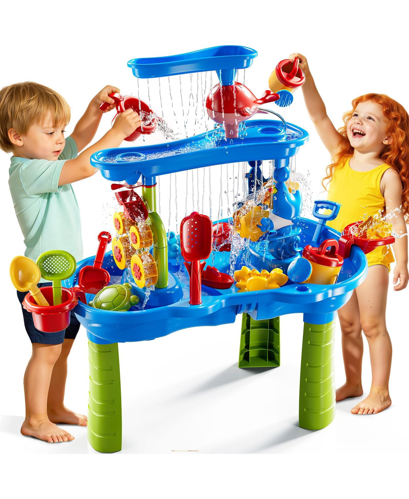 Детский сенсорный игровой стол GNUADZ с 3 ярусами для песка и воды