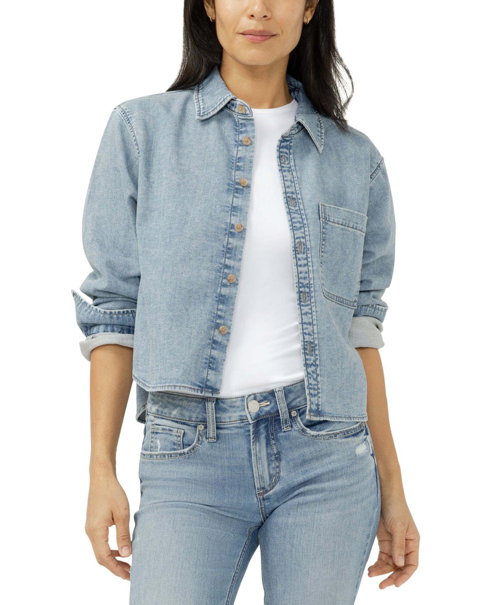 Silver Jeans Co. Women's Button-Front Knit Flex Shirt
