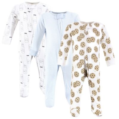 Touched by Nature Baby Boys Organic Cotton Sleep and Play, Cookies And Milk, 0-3 Months