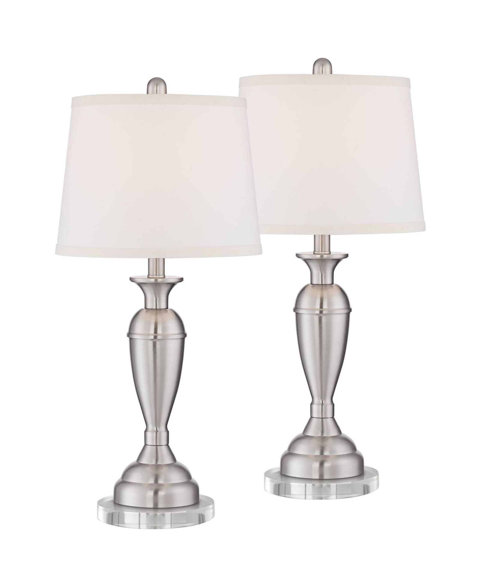 Regency Hill Blair Traditional Table Lamps Set of 2 with Round Riser 26 Inches High Drum Shade for Bedroom Living Room Bedside Office