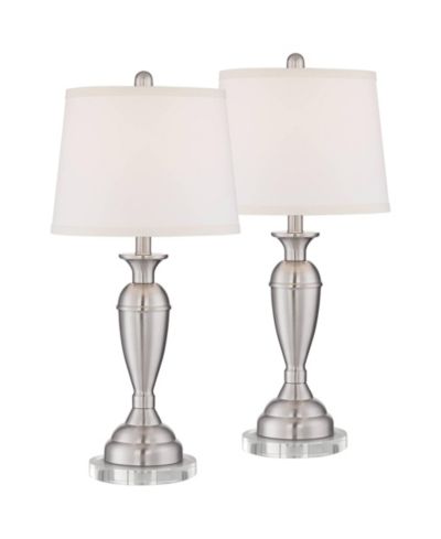 Regency Hill Blair Traditional Table Lamps Set of 2 with Round Riser 26 Inches High Drum Shade for Bedroom Living Room Bedside Office