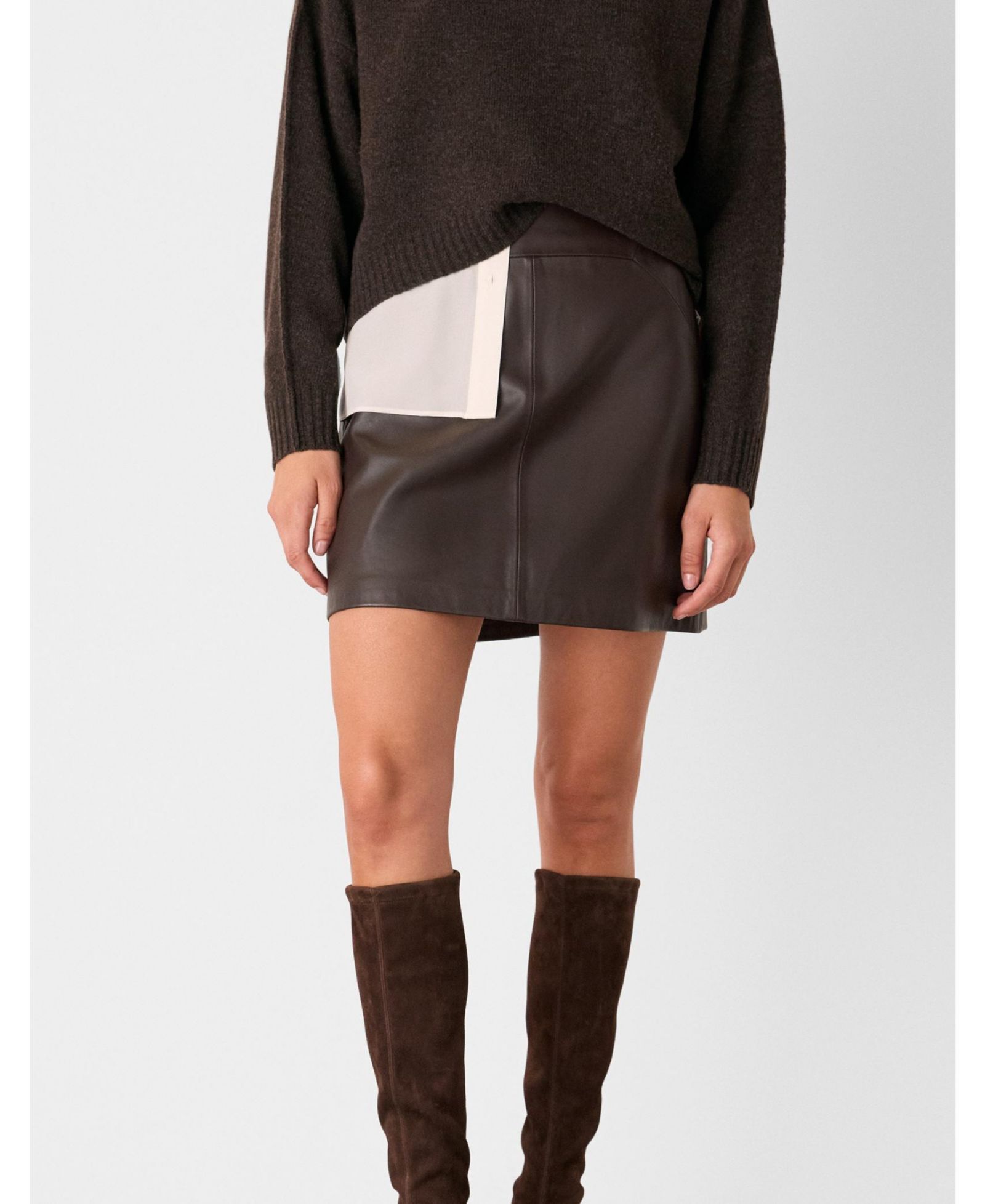 Whistles Women's Leather A Line Skirt