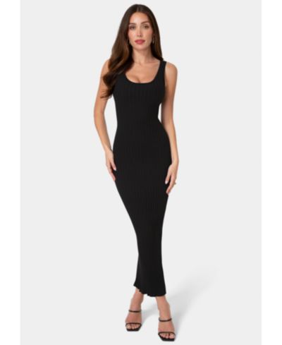 Bebe Women's Crochet U-Neck Maxi Dress