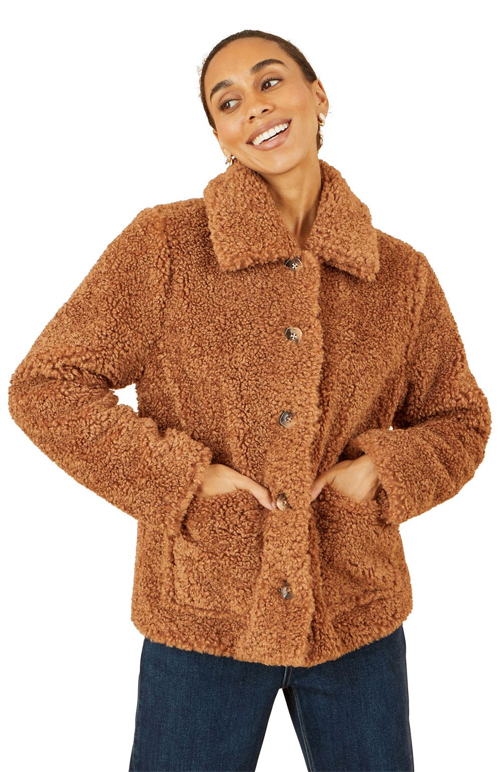 Yumi Women's Short Teddy Bear Jacket