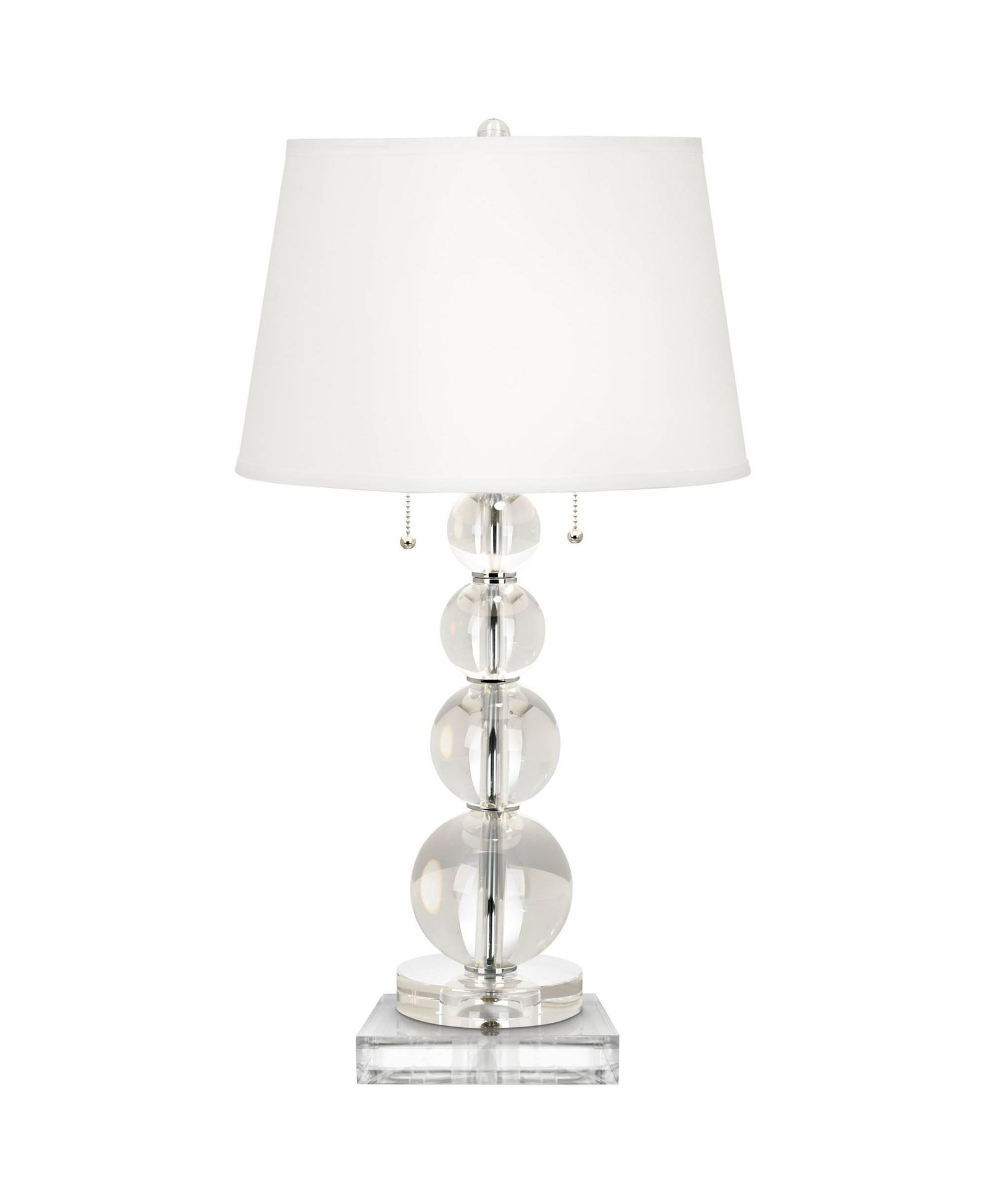 Vienna Full Spectrum Modern Table Lamp 28 Inches Tall with Square Riser Stacked Crystal Spheres Drum Shade for Bedroom Living Room House Home Bedside