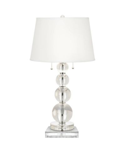 Vienna Full Spectrum Modern Table Lamp 28 Inches Tall with Square Riser Stacked Crystal Spheres Drum Shade for Bedroom Living Room House Home Bedside