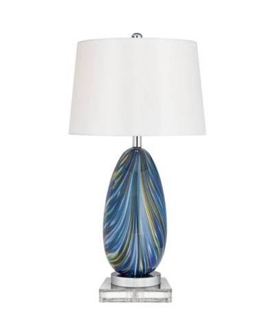 Настольная лампа Possini Euro Design Pablo Modern с квадратным основанием 28.5 Inches Tall Art Glass Drum Shade