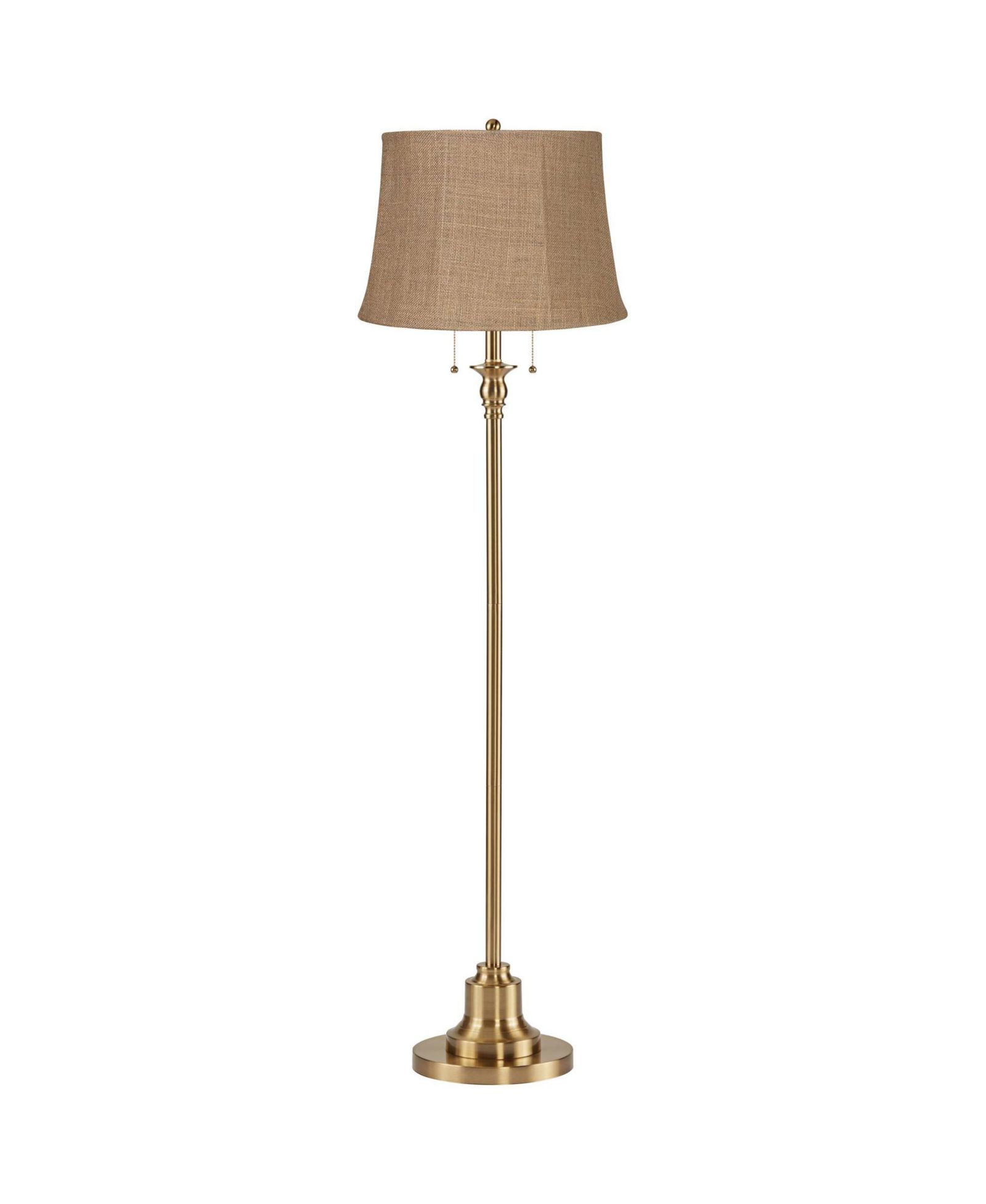 360 Lighting Dyna Traditional 58 inches Tall Standing Floor Lamp Skinny Pole Pull Chain  Antique Brass Finish Burlap