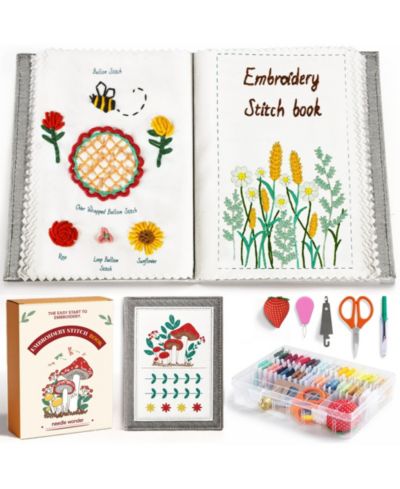 GNUADZ 20 colors Embroidery Kit Beginners Cross Stitch Guide Video Patterns Threads Gift