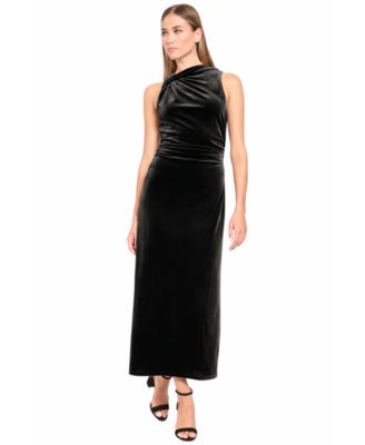 Donna Morgan Women's Velvet Knot Shoulder Midi Dress