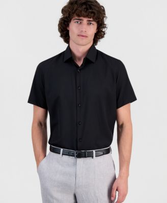 Мужская рубашка Suslo Couture Slim-Fit с эластичной тканью и коротким рукавом