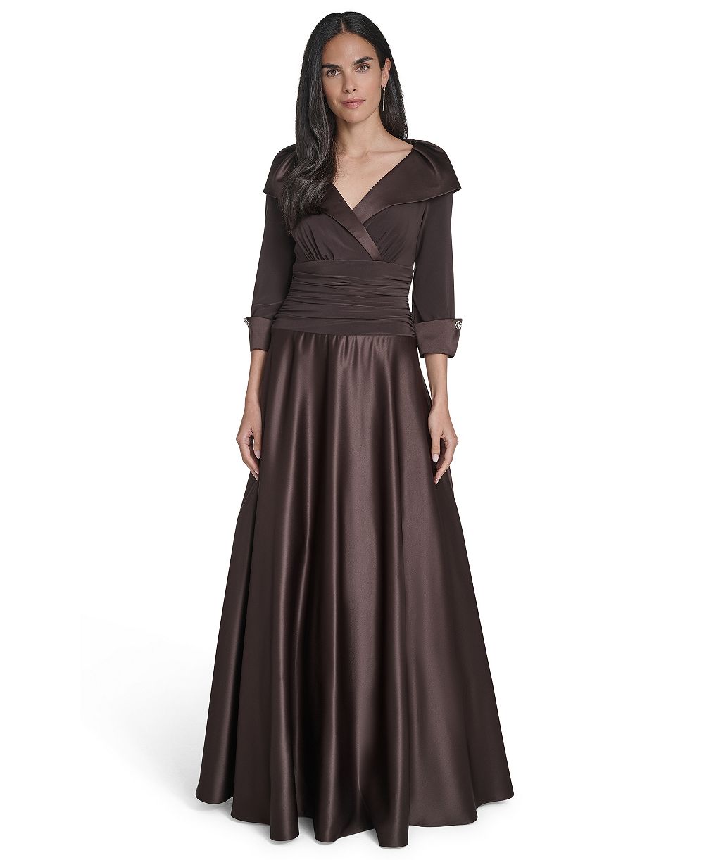 Jessica Howard Women's 3/4-Sleeve Portrait Collar Rhinestone-Cuff Dress