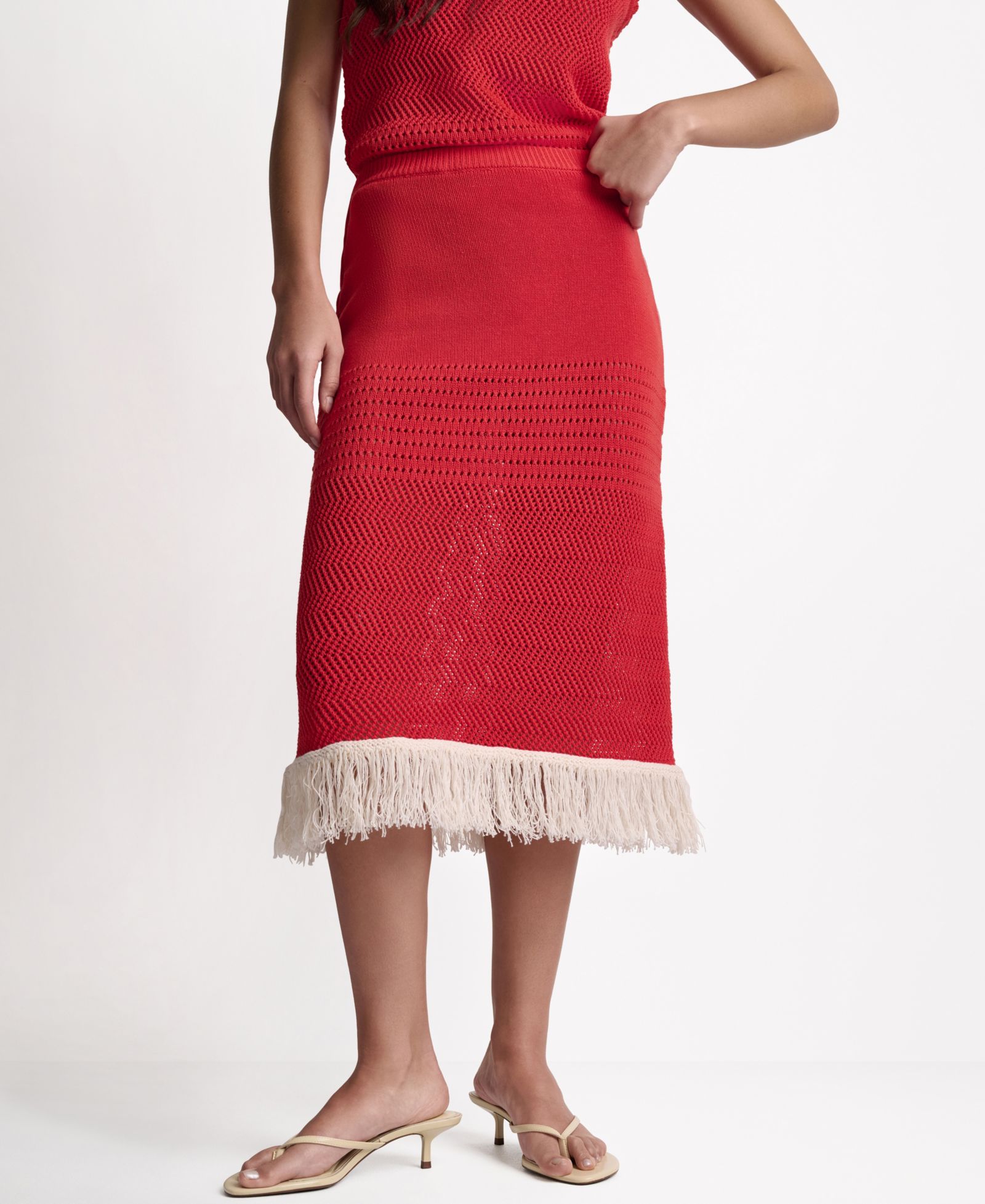 Женская миди-юбка BCBG Fringe Pointelle A-Line