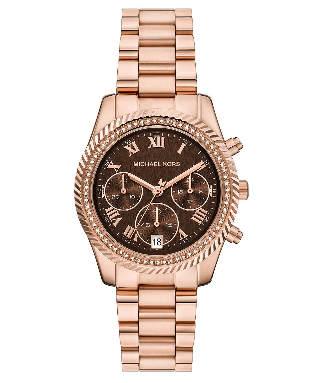 Michael Kors Women's Quartz Chronograph Rose Gold-Tone Stainless Steel Bracelet Watch 36mm