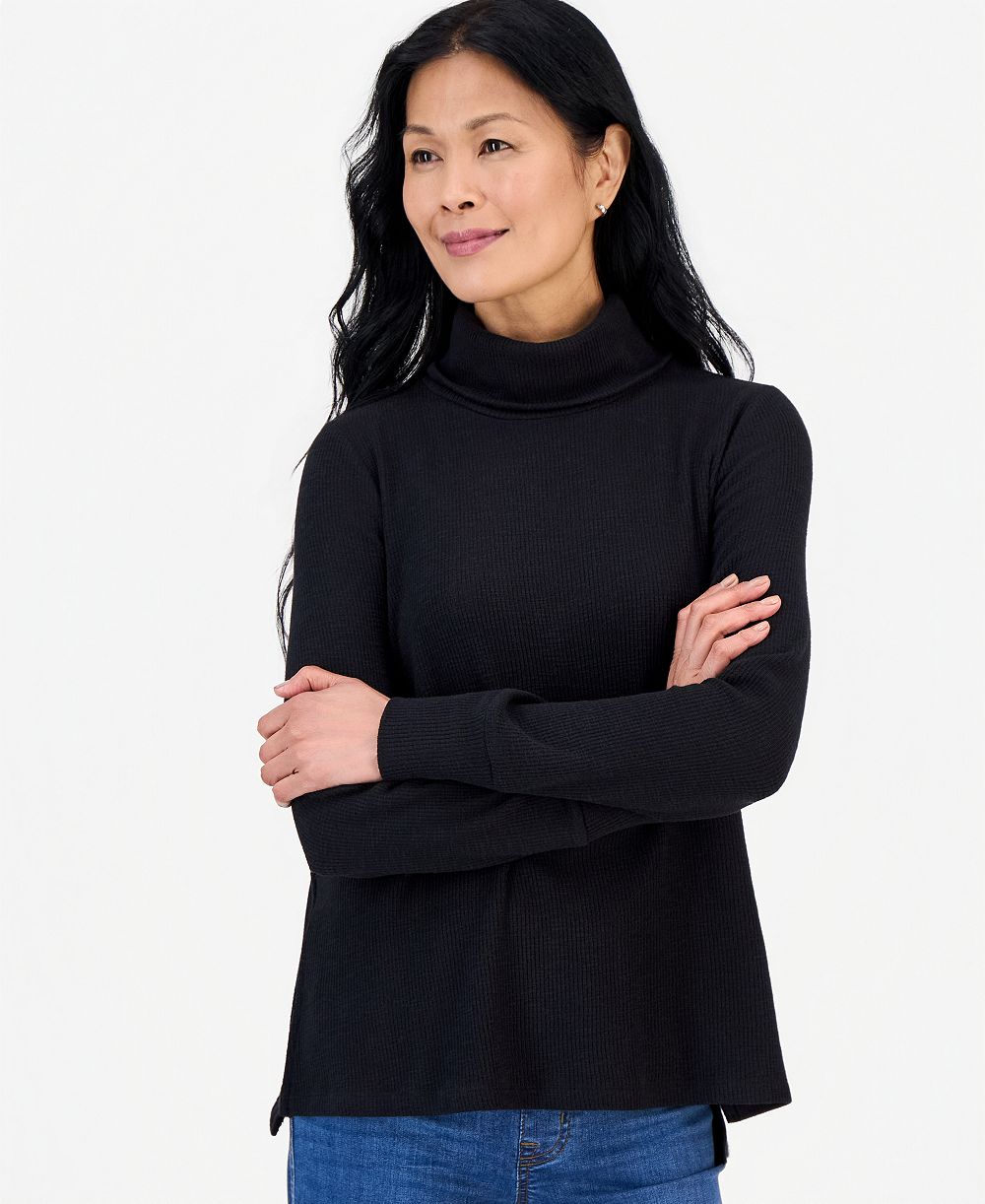 Style & Co Women's Long-Sleeve Thermal Turtleneck Top, Macy's Exclusive