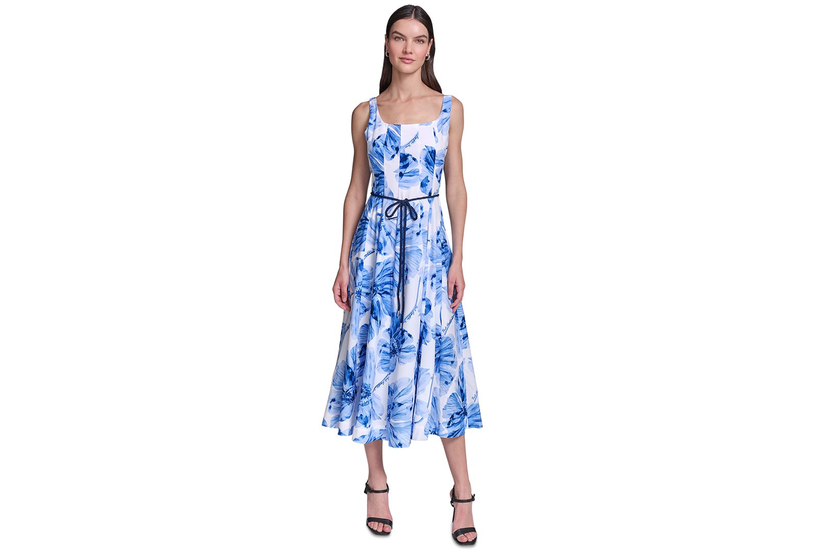 Женское платье KARL LAGERFELD PARIS Floral Fit & Flare с поясом миди