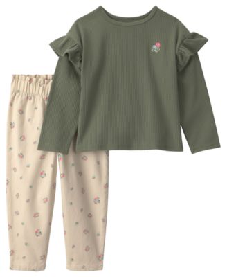 Комплект из 2 предметов Carter's для малышей Floral Twill Long-Sleeve Top и брюки