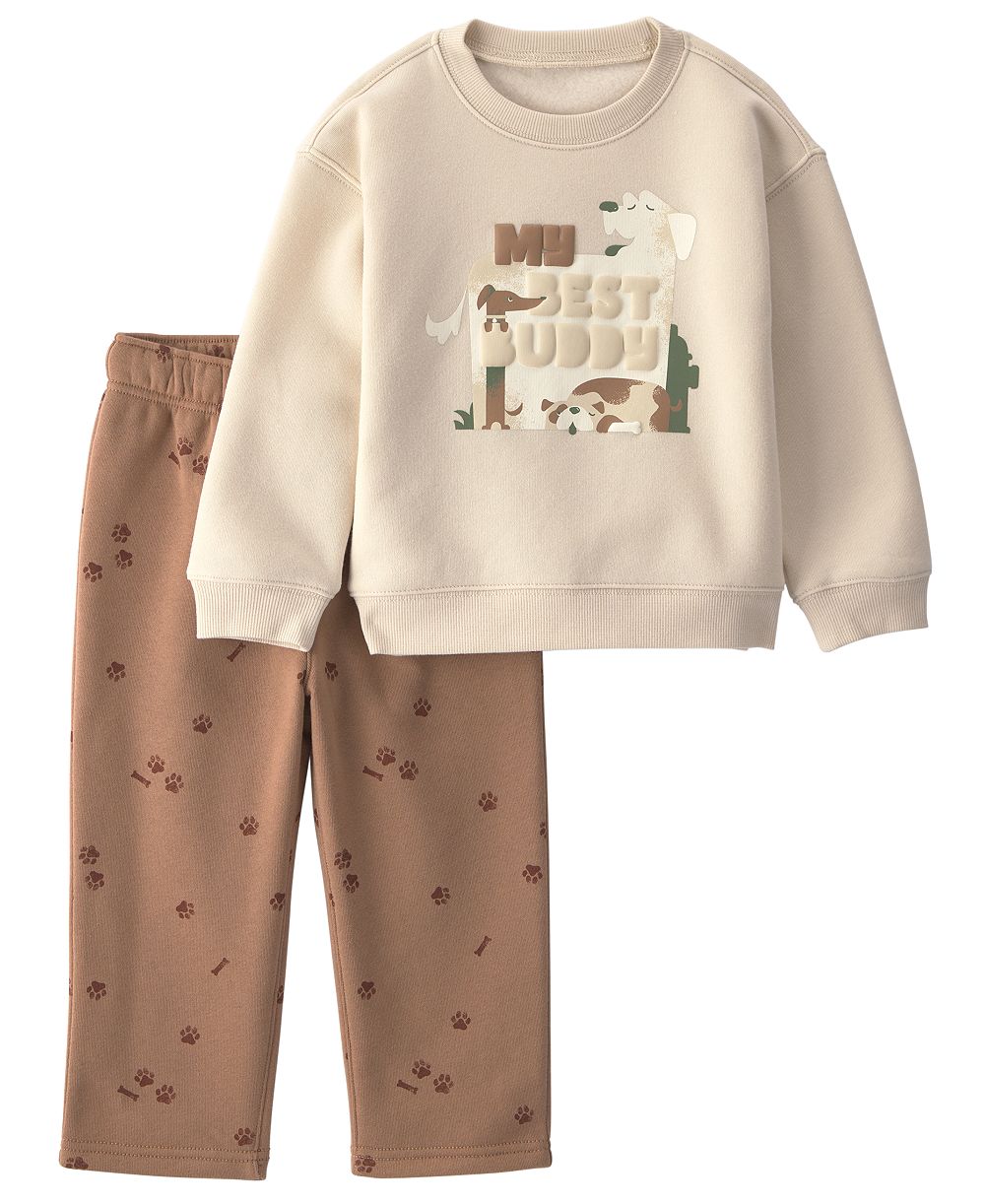 Комплект Carter's Toddler Boys' 2T-5T 'My Best Buddy' Dog Fleece Sweatshirt и Pants, 2-Piece Set