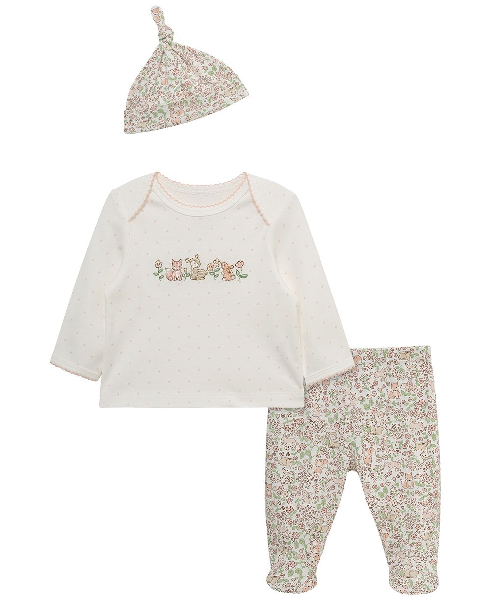 Детский комплект Little Me Woodland: топ, брюки и шапка, 3 предмета