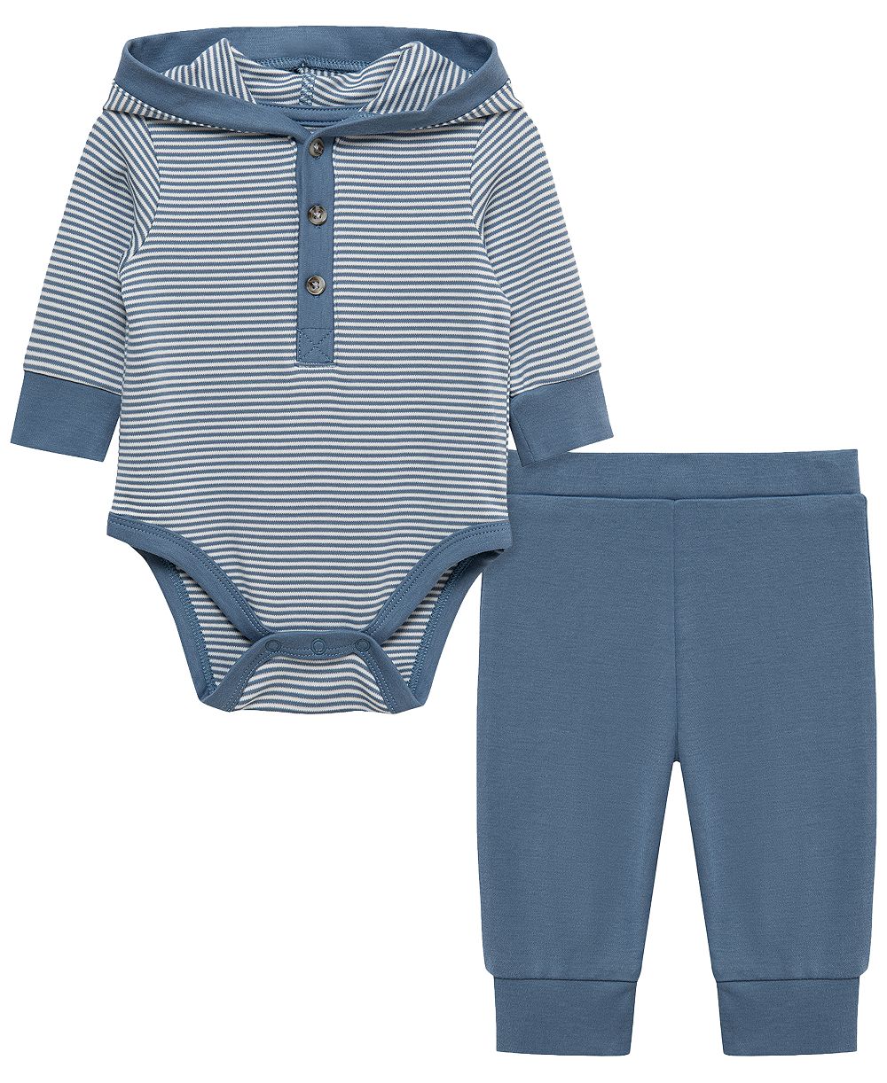 Little Me Baby Boys' Bear Long-Sleeve Hooded Bodysuit  and Pants, 2-Piece Set