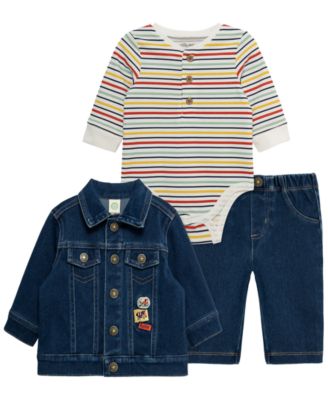 Little Me Baby Boys' Construction Crewneck Bodysuit, Jacket and Pants, 3-Piece Set