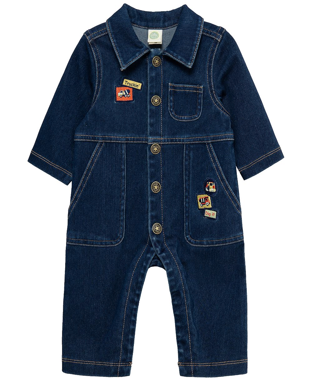 Детский джинсовый комбинезон Little Me Baby Boys' Construction Denim Long-Sleeeve Coverall
