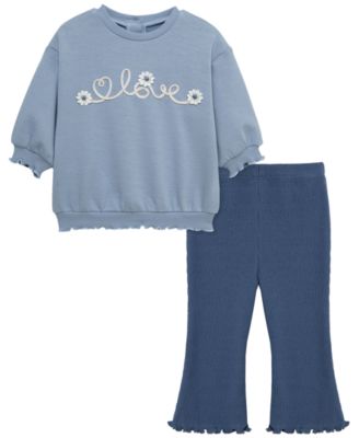 Little Me Baby Girls' Round Neck Sweatshirt and Leggings, 2-Piece Set