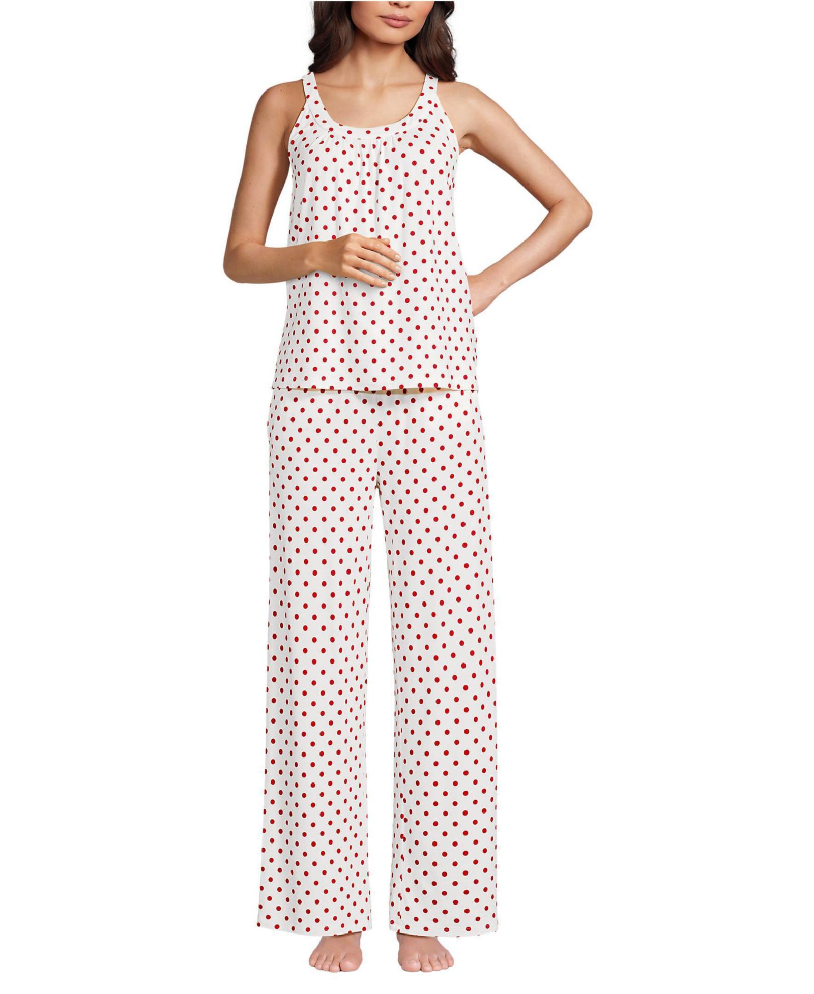 Lands' End Women's Cooling 2 Piece Pajama Set - Flowy Tank and Pants