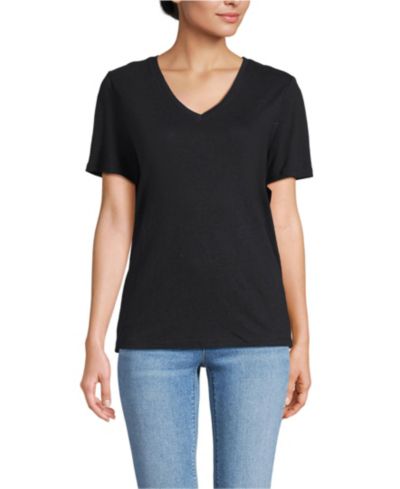 Lands' End футболка из льна с V-образным вырезом для Women