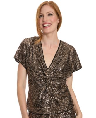 Muse Women's Dolman-Sleeve Sequin Twist-Front Top