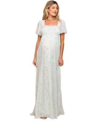Pinkblush Women's Floral Smocked Chiffon Maxi Dress
