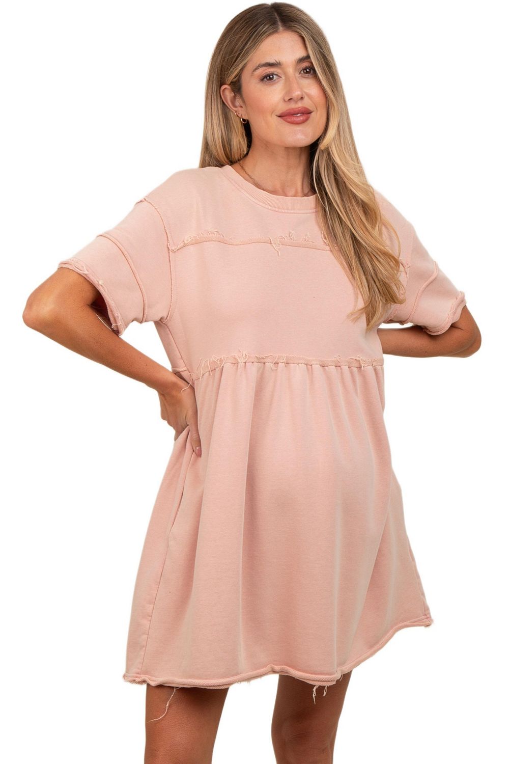 Pinkblush Женское синее платье с коротким рукавом и необработанным краем