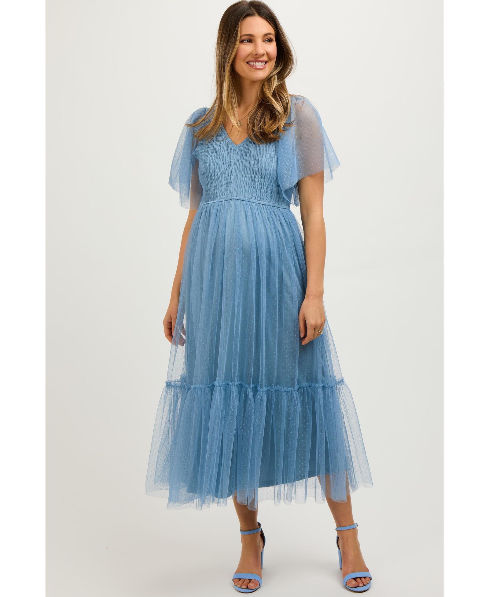Женское миди-платье Pinkblush Women's Dotted Tulle Smocked