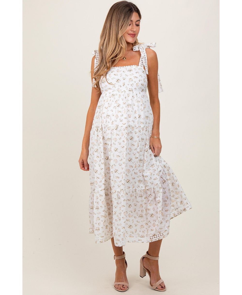 Pinkblush Women's платье Midi с цветочным принтом и завязками на плечах