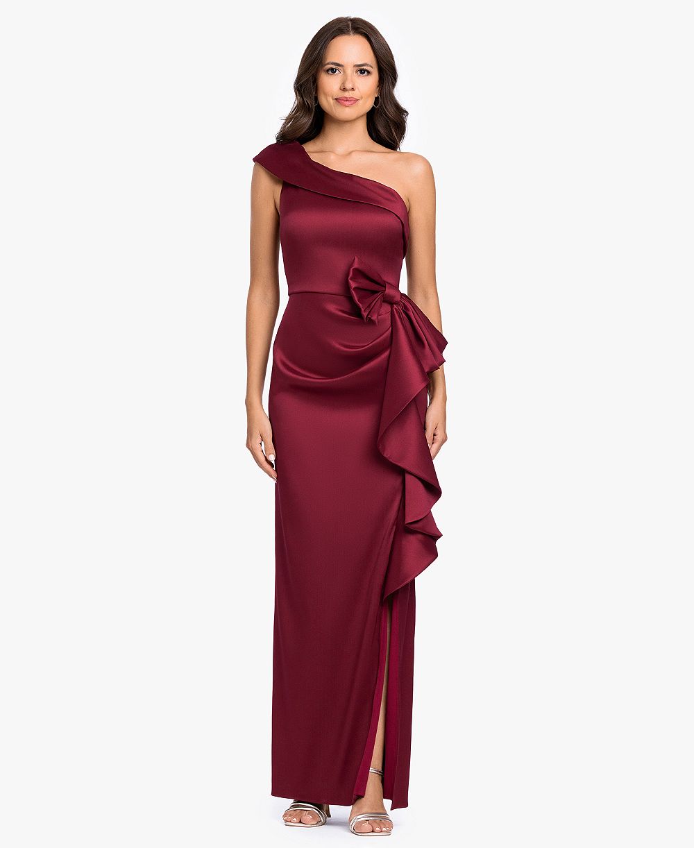 Betsy & Adam Women's Arcadia One-Shoulder Side Bow Ball Gown