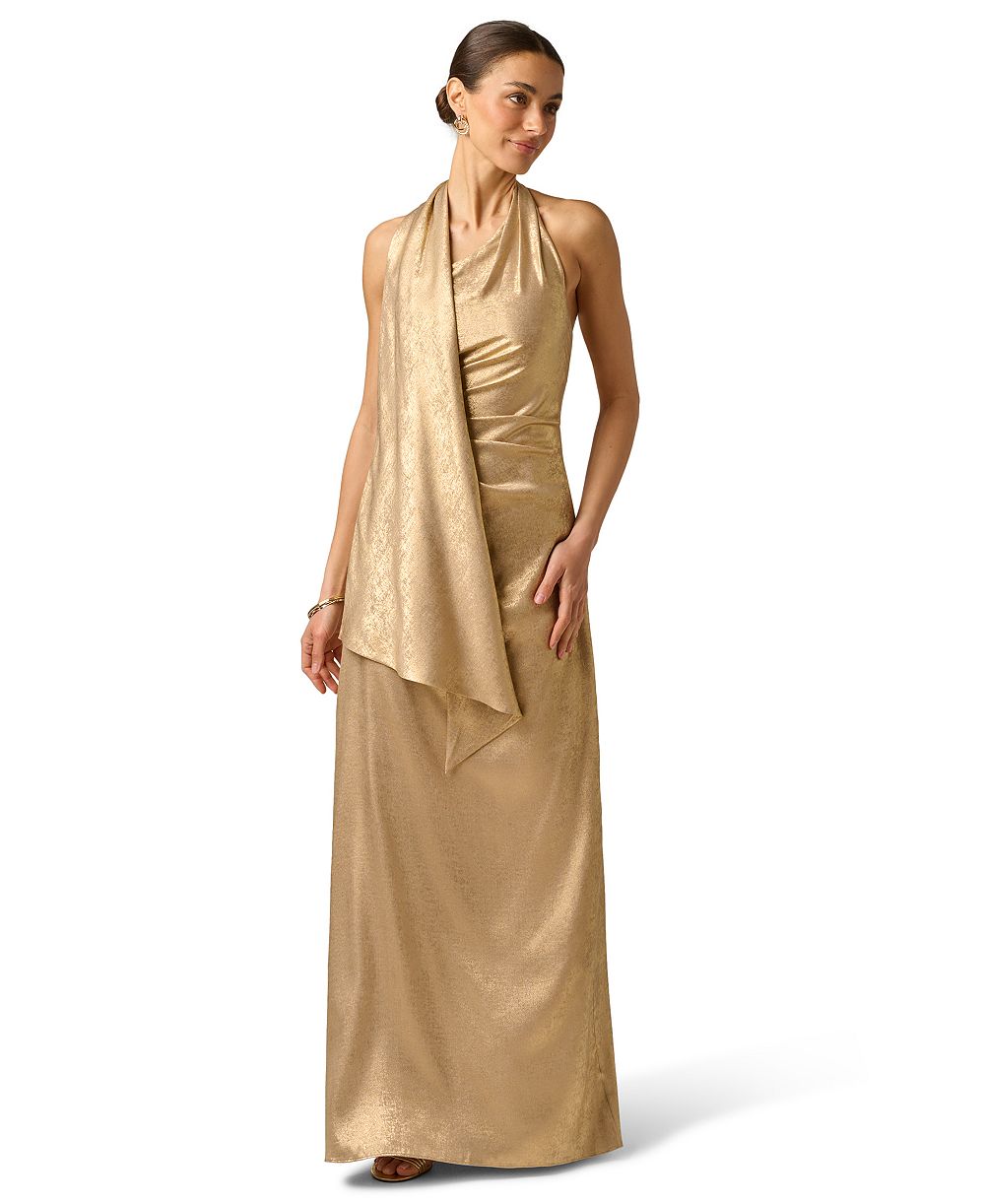 Женское бальное платье Adrianna Foiled Draped Neck с плиссировкой