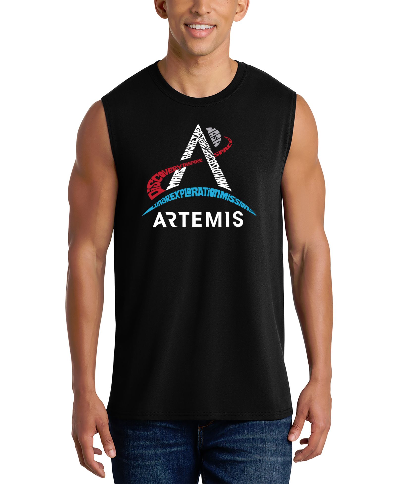 LA Pop Art Мужской майка NASA Artemis Mission Logo Graphic
