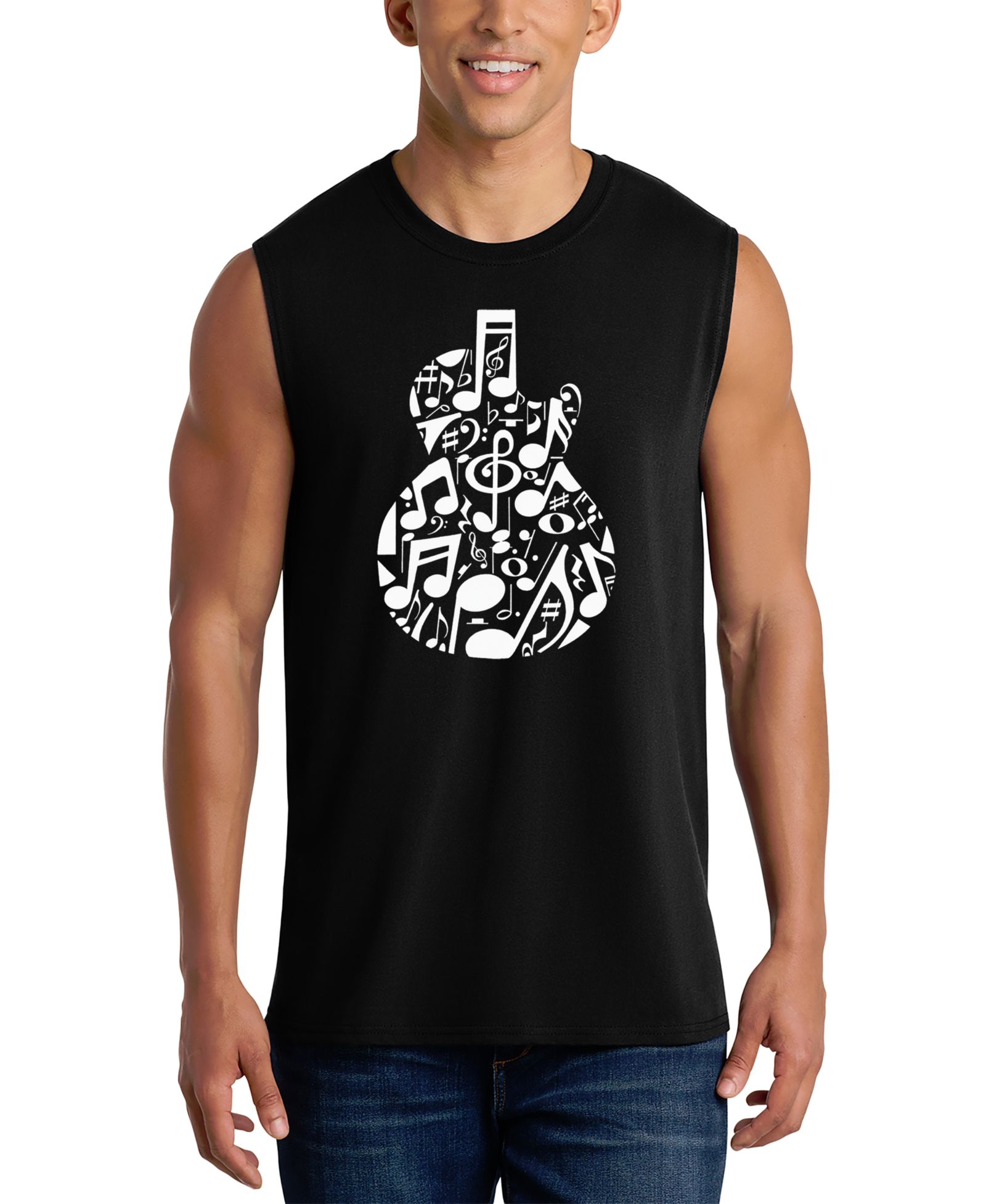 LA Pop Art Мужской топ без рукавов Music Notes Word Art Graphic