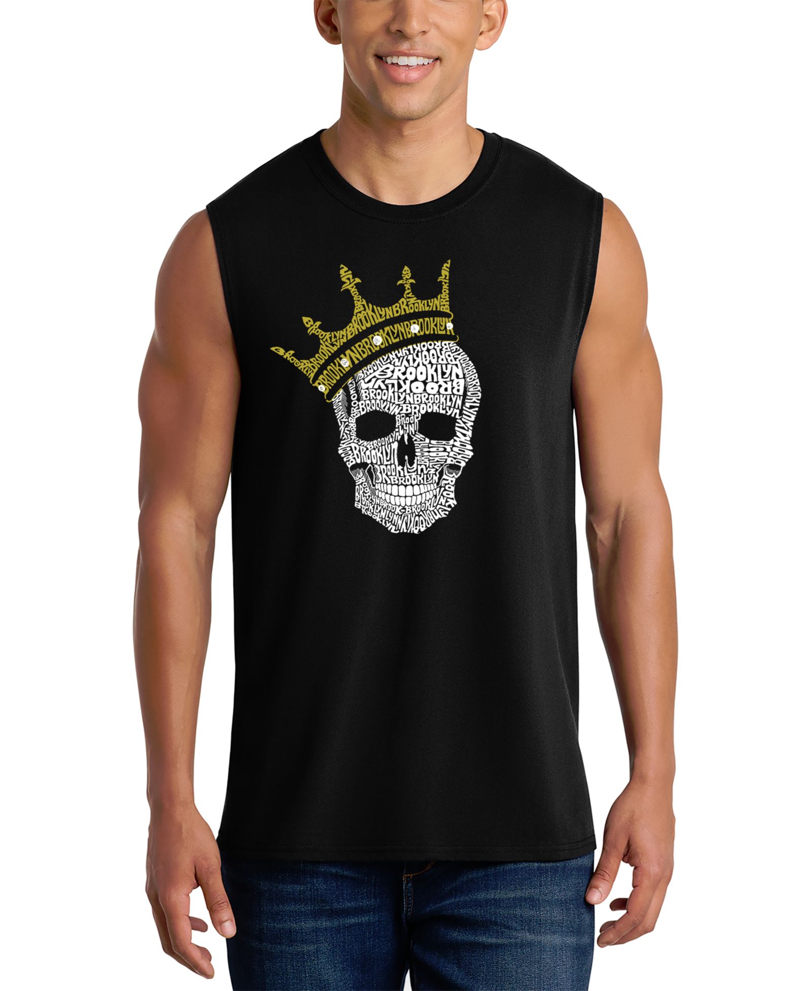 LA Pop Art Мужской майка Crowned Skull Word Art Graphic