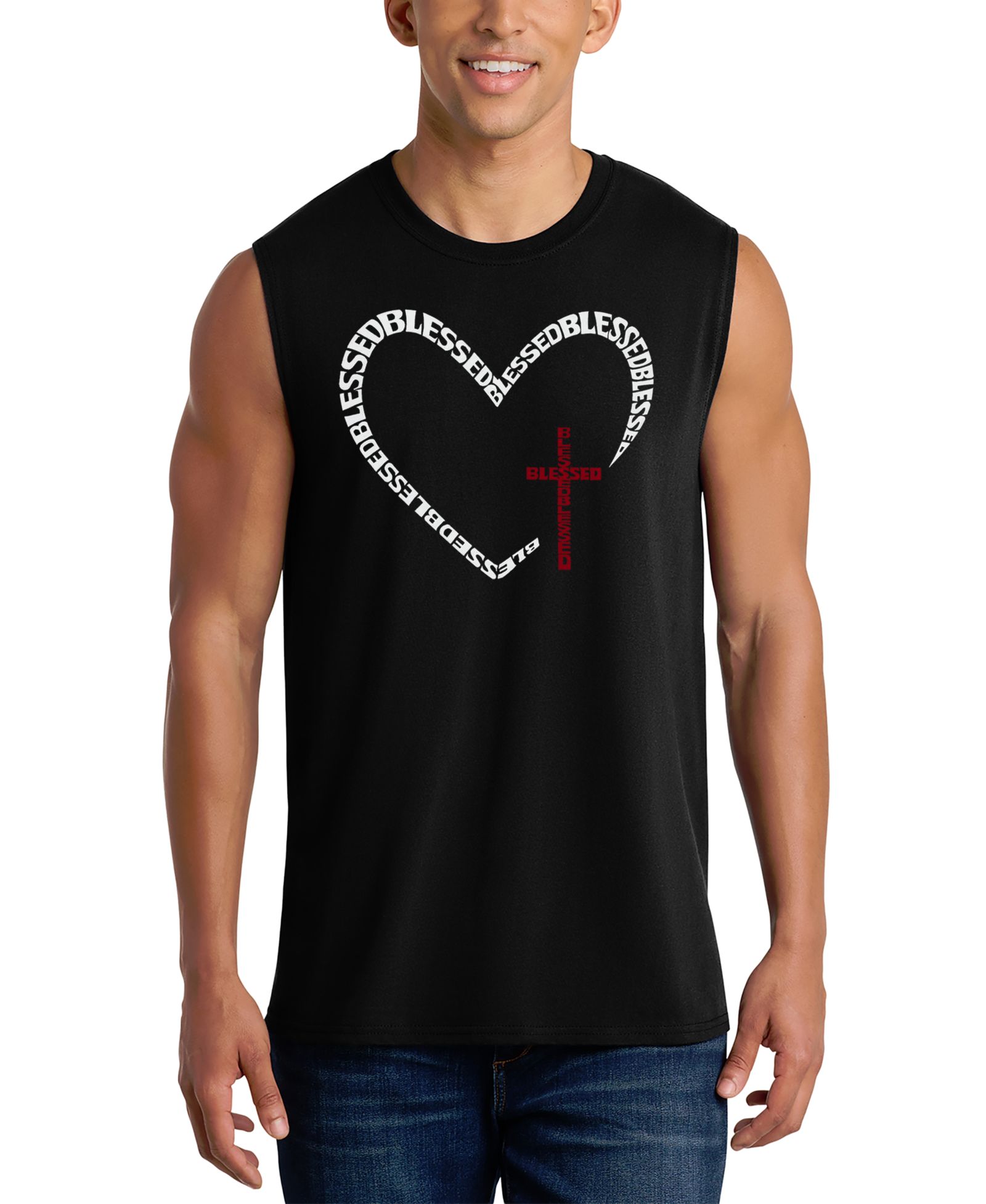 Мужской графический топ в рубчик LA Pop Art Cross Heart Faith Word Art