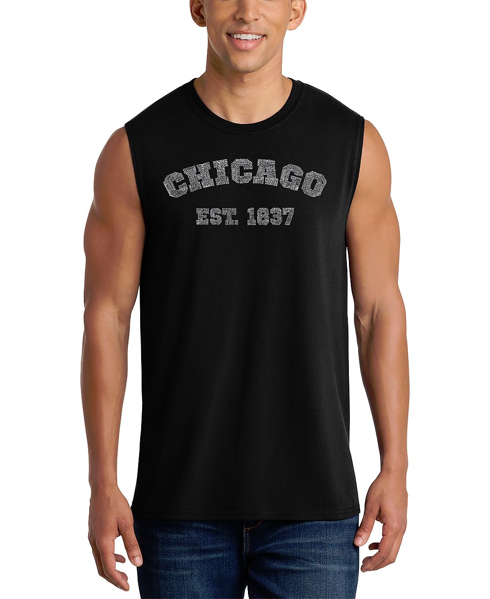 LA Pop Art Мужской майка Chicago Est. 1837 Vintage Graphic