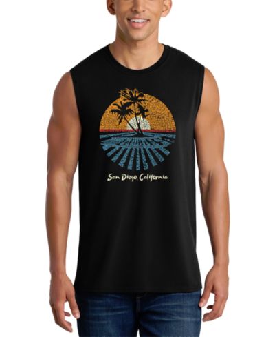 LA Pop Art Мужской майка-топ с графикой San Diego California Sunset Palm Tree