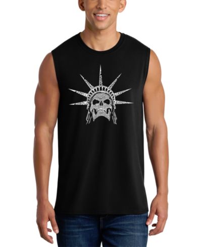 LA Pop Art Мужской майка Statue of Liberty Skull Crown Word Art Graphic