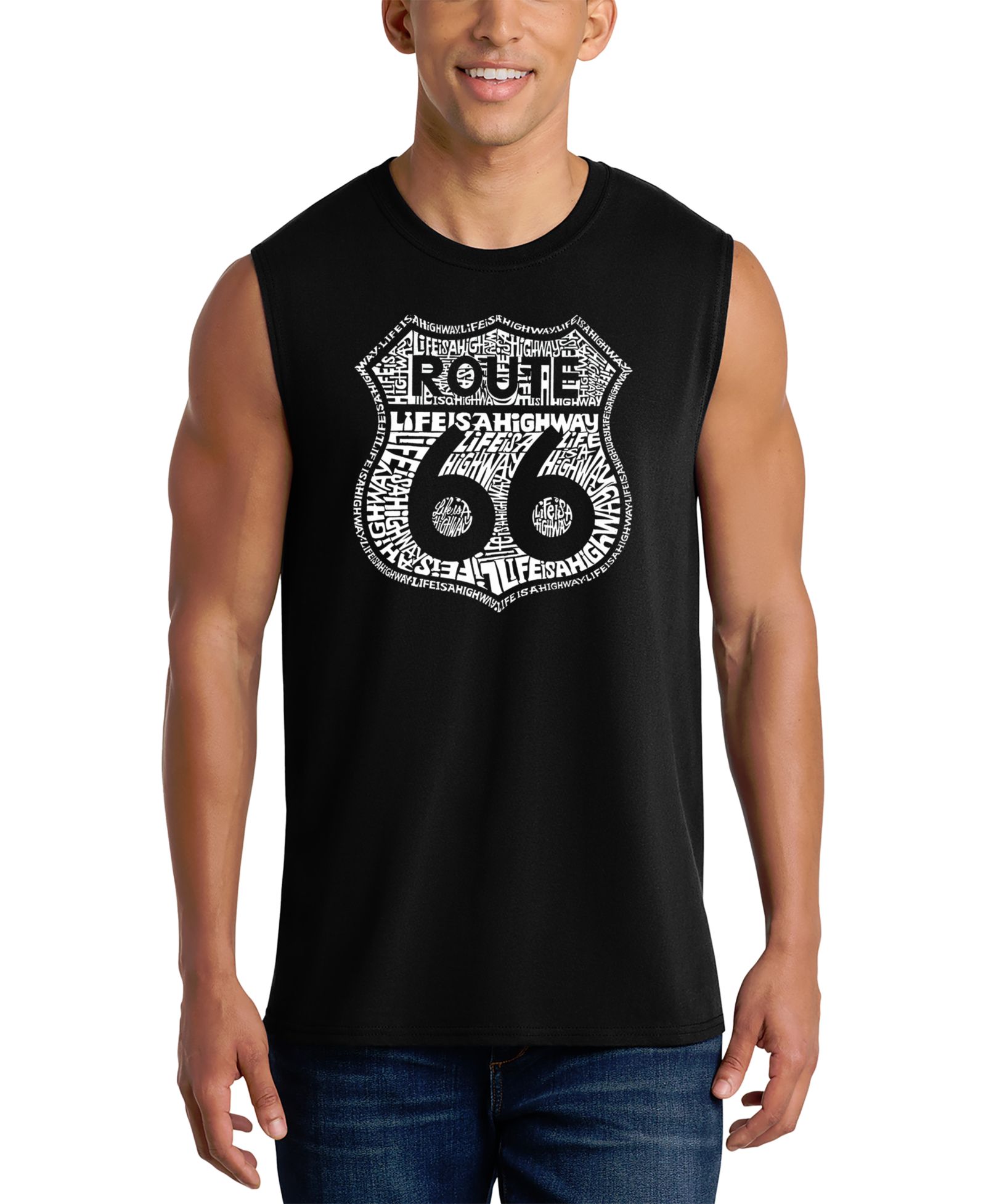 LA Pop Art Мужской майка Route 66 Shield Design