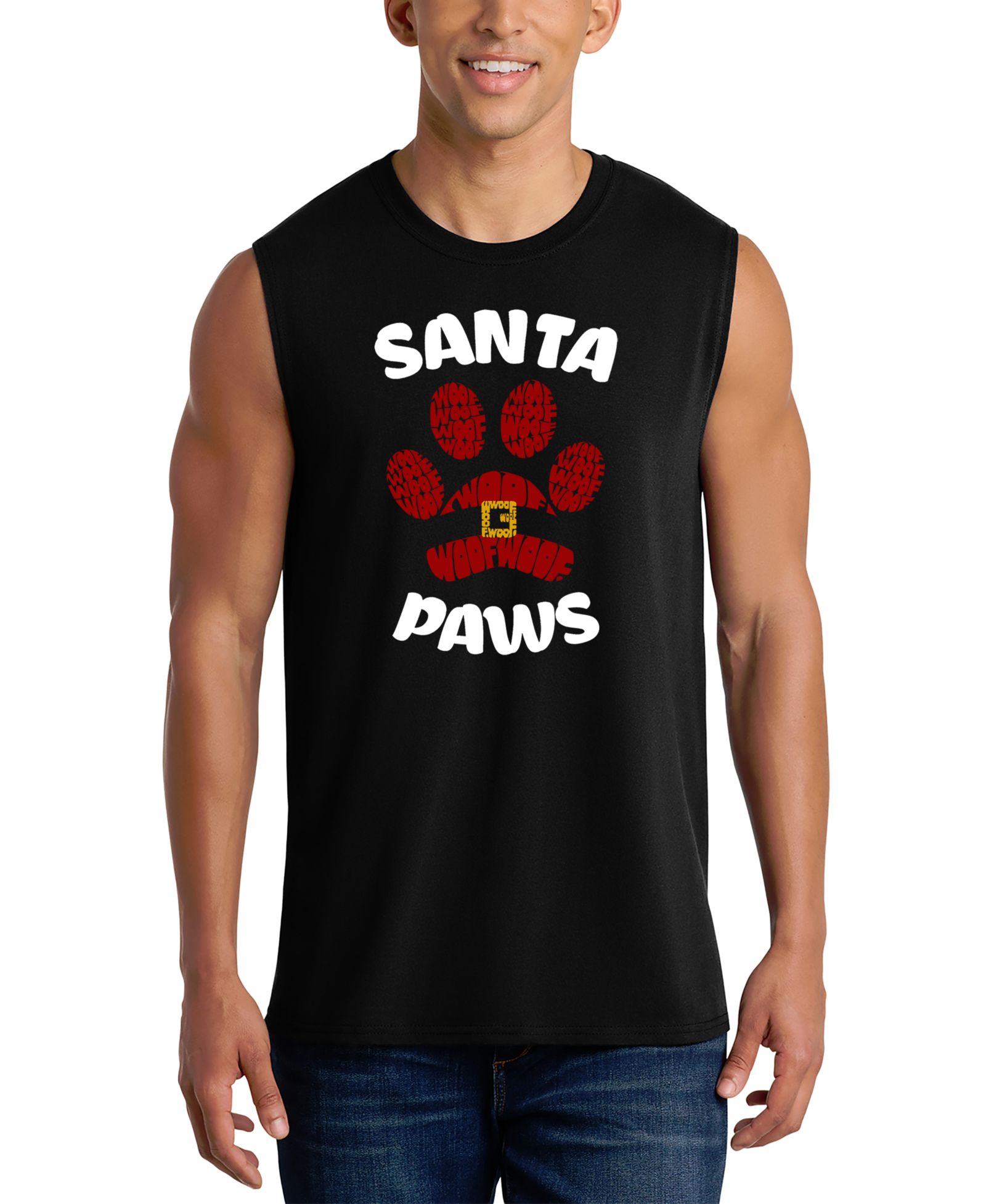 Мужской топ LA Pop Art Santa Paws Dog Print Christmas Design Tank Top