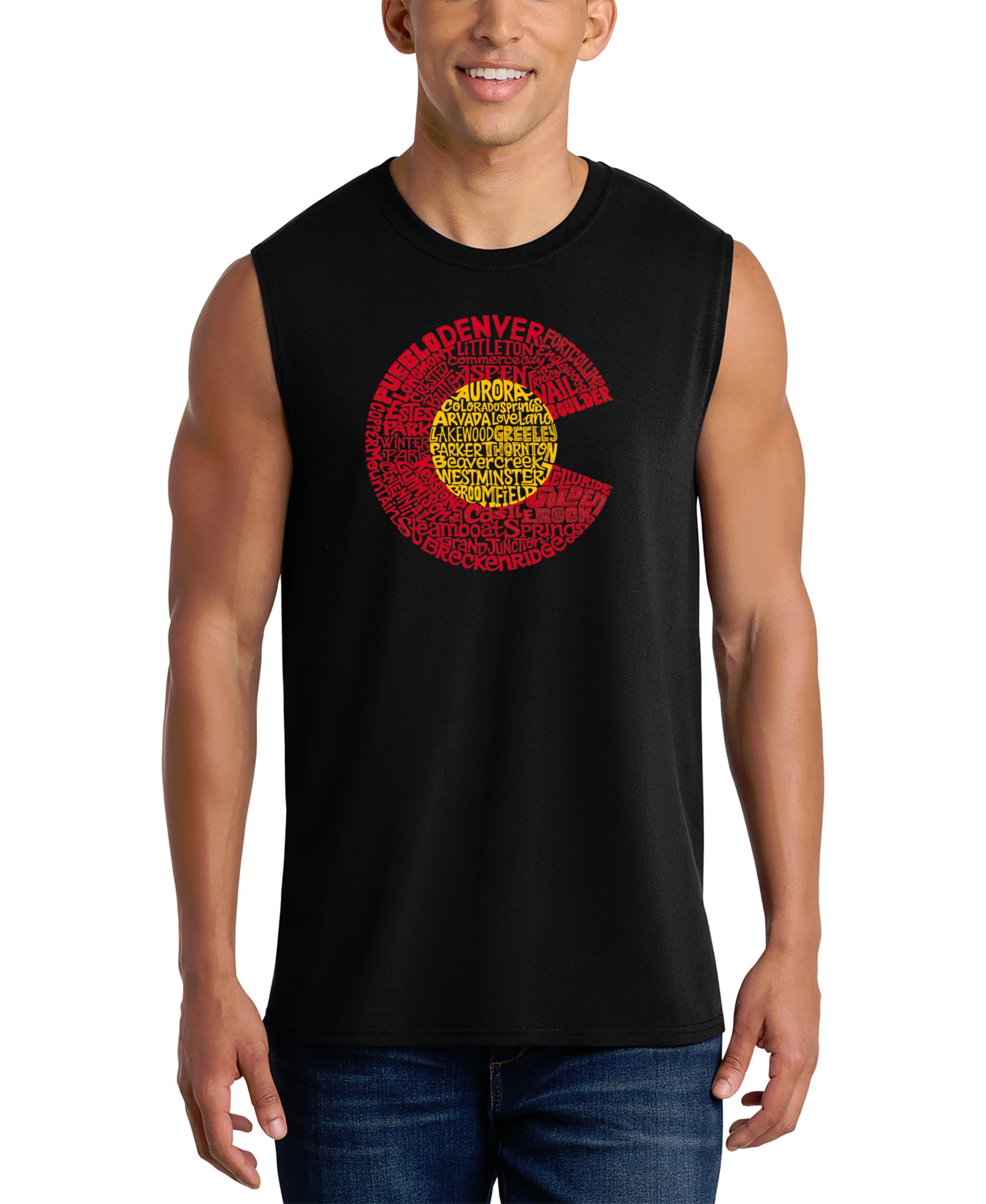 Мужской топ LA Pop Art Colorado Word Art Mountain Badge Tank Top