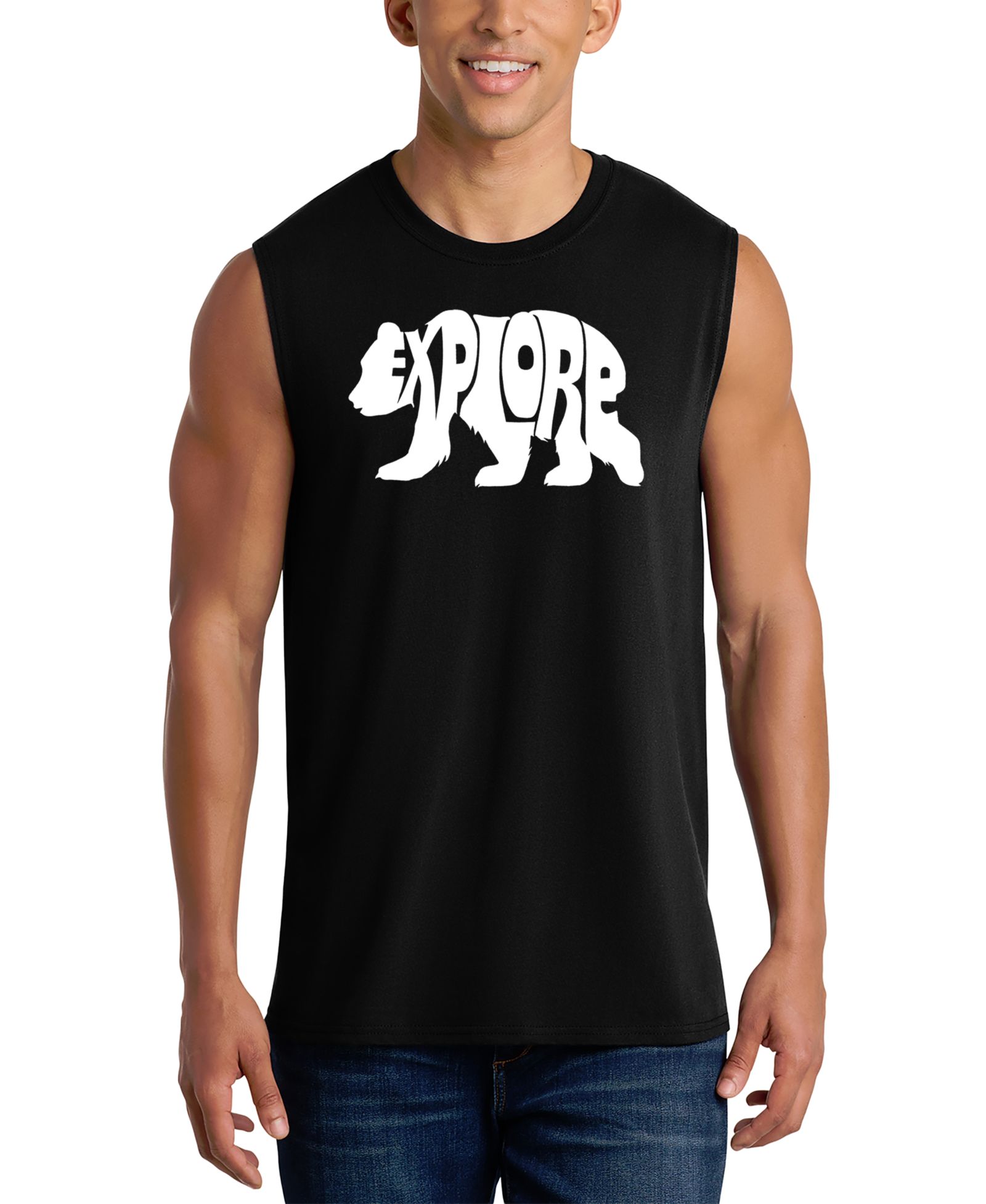 Мужской майка-алкоголичка LA Pop Art Explore Bear Graphic Silhouette